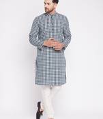 Green plain cotton men-kurtas