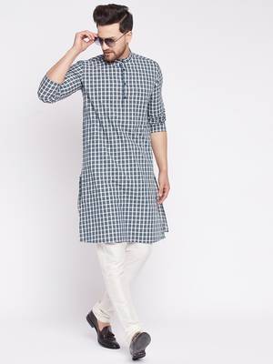Green plain cotton men-kurtas 2
