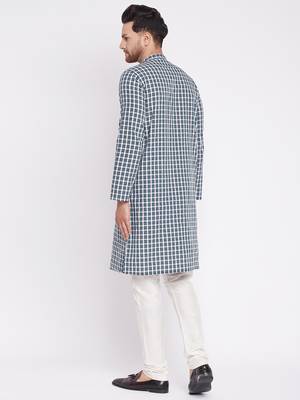 Green plain cotton men-kurtas 4