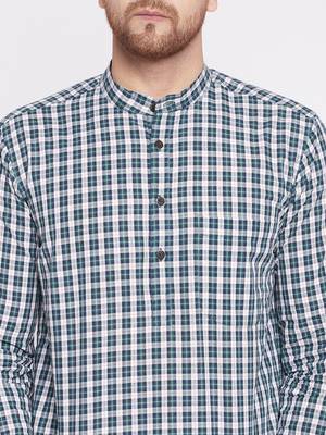 Green plain cotton men-kurtas 5
