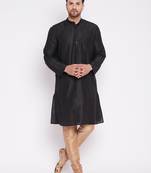 Black plain dupion men-kurtas