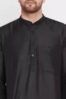 Black plain dupion men-kurtas