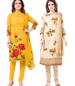 Synthetic Printed Unstitched Dress Material Combo