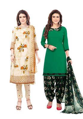 Synthetic Printed Unstitched Dress Material Combo 1