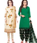 Synthetic Printed Unstitched Dress Material Combo