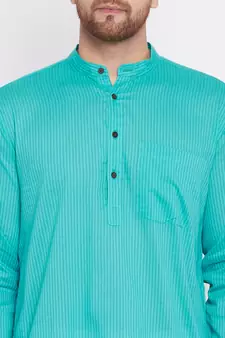 Green plain cotton men-kurtas