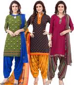 Pack of 3 Synthetic Printed Unstitched Dress Material Combo