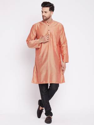 Red plain dupion men-kurtas 2