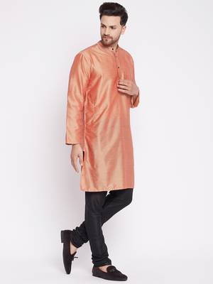 Red plain dupion men-kurtas 3