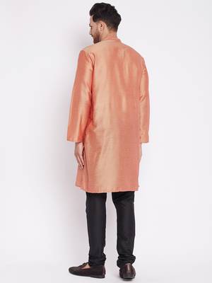 Red plain dupion men-kurtas 4
