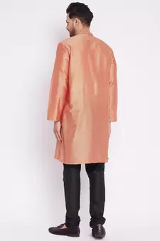 Red plain dupion men-kurtas