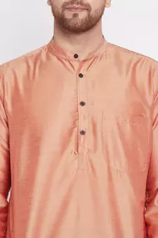 Red plain dupion men-kurtas