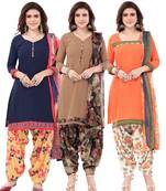 Pack of 3 Synthetic Printed Unstitched Dress Material Combo
