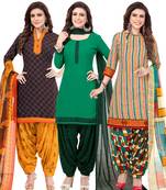Pack of 3 Synthetic Printed Unstitched Dress Material Combo