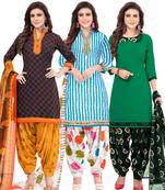 Pack of 3 Synthetic Printed Unstitched Dress Material Combo