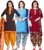 Pack of 3 Synthetic Printed Unstitched Dress Material Combo