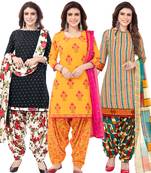 Pack of 3 Synthetic Printed Unstitched Dress Material Combo