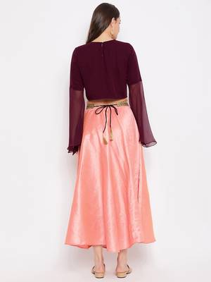 Embroidery Georgette Top And Skirt Set 2