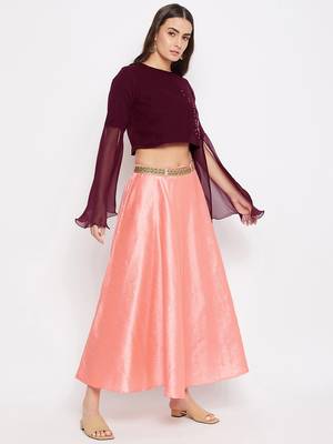 Embroidery Georgette Top And Skirt Set 3