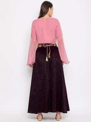 Embroidery Georgette Top And Skirt Set 2