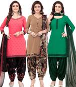 Pack of 3 Synthetic Printed Unstitched Dress Material Combo