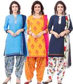 Pack of 3 Synthetic Printed Unstitched Dress Material Combo
