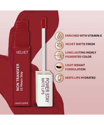 FORFOR Power Stay Long Last Matte Lipstick   Waterproof (12 hrs stay) Peppy Red 3