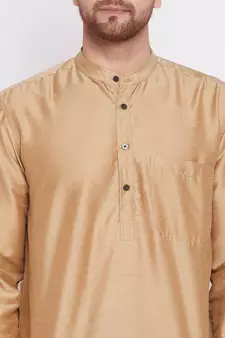 Brown plain dupion men-kurtas