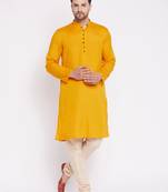 Yellow plain viscose rayon men-kurtas