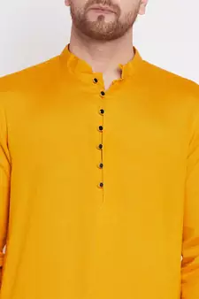 Yellow plain viscose rayon men-kurtas