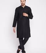 Black plain viscose rayon men-kurtas
