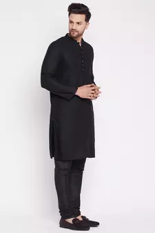 Black plain viscose rayon men-kurtas