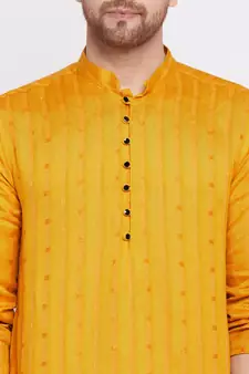 Yellow plain linen men-kurtas