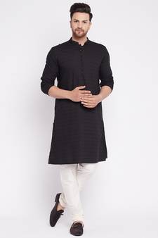 Black plain viscose rayon men-kurtas