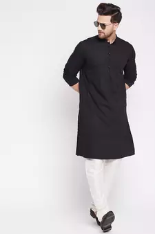 Black plain viscose rayon men-kurtas