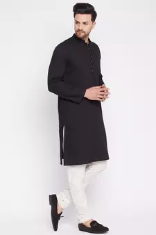 Black plain viscose rayon men-kurtas