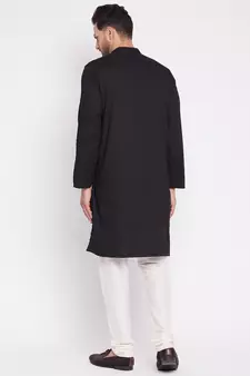 Black plain viscose rayon men-kurtas