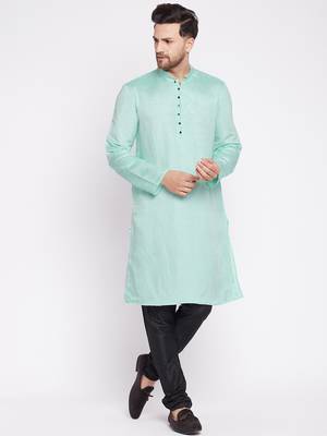 Green plain viscose rayon men-kurtas 1
