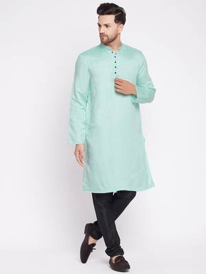 Green plain viscose rayon men-kurtas 2