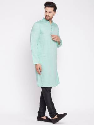 Green plain viscose rayon men-kurtas 3