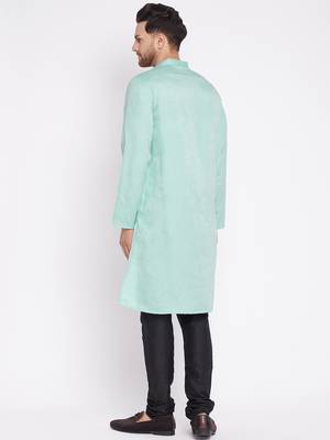 Green plain viscose rayon men-kurtas 4