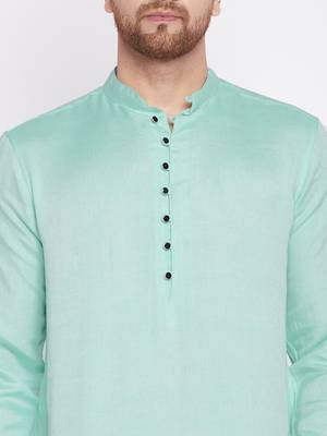 Green plain viscose rayon men-kurtas 5