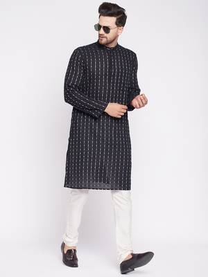 Black plain cotton men-kurtas 2