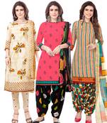 Pack of 3 Synthetic Printed Unstitched Dress Material Combo