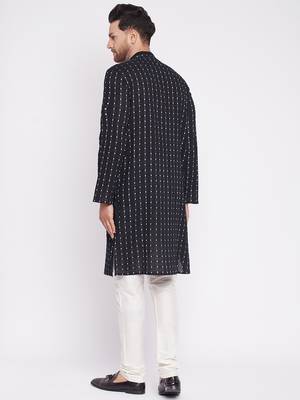 Black plain cotton men-kurtas 4