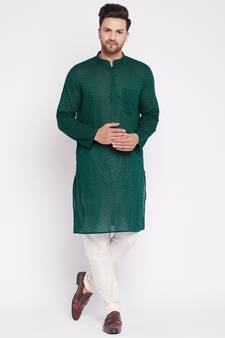 Black plain cotton men-kurtas