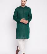 Black plain cotton men-kurtas