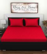Lo Svago satin stripe king size bedsheet  Red