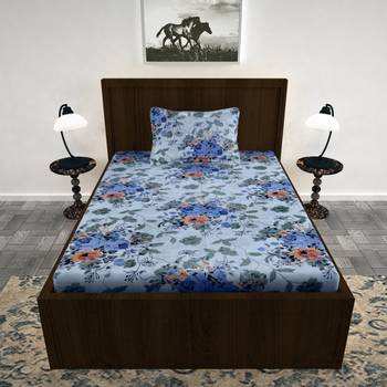 Lo Svago  cotton 140 TC Single bedsheet Blue 1