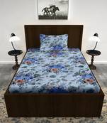 Lo Svago  cotton 140 TC Single bedsheet Blue